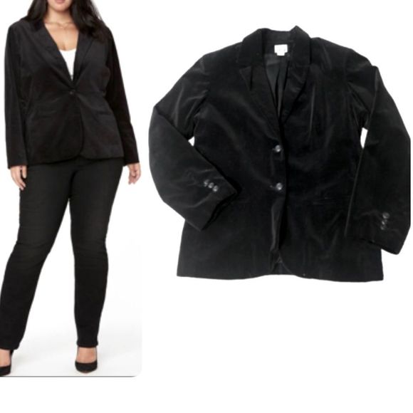 jbj Jackets & Blazers - VINTAGE BLACK VELVET LIKE 2 BUTTON BLAZER WINTER HOLIDAY JACKET SIZE 18